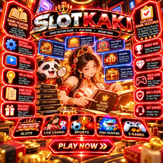 SLOTKAKI game features guide – banner red and gold: wild, scatter and free spin explained