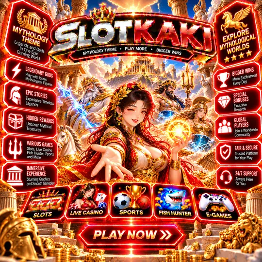 SLOTKAKI mythology theme – banner red and gold: gods and legendary creatures