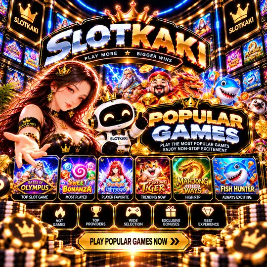 SLOTKAKI popular games – banner black and gold: featured game tiles